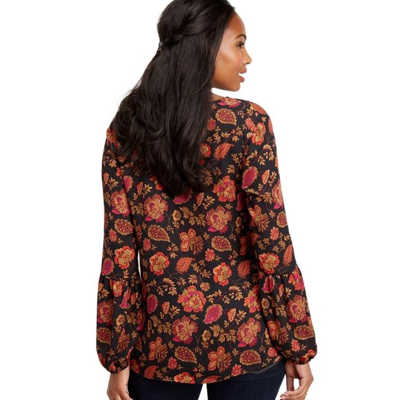 Maurices Black Floral Tunic Top Blouse - Plus Size 4 - Picture 4 of 8